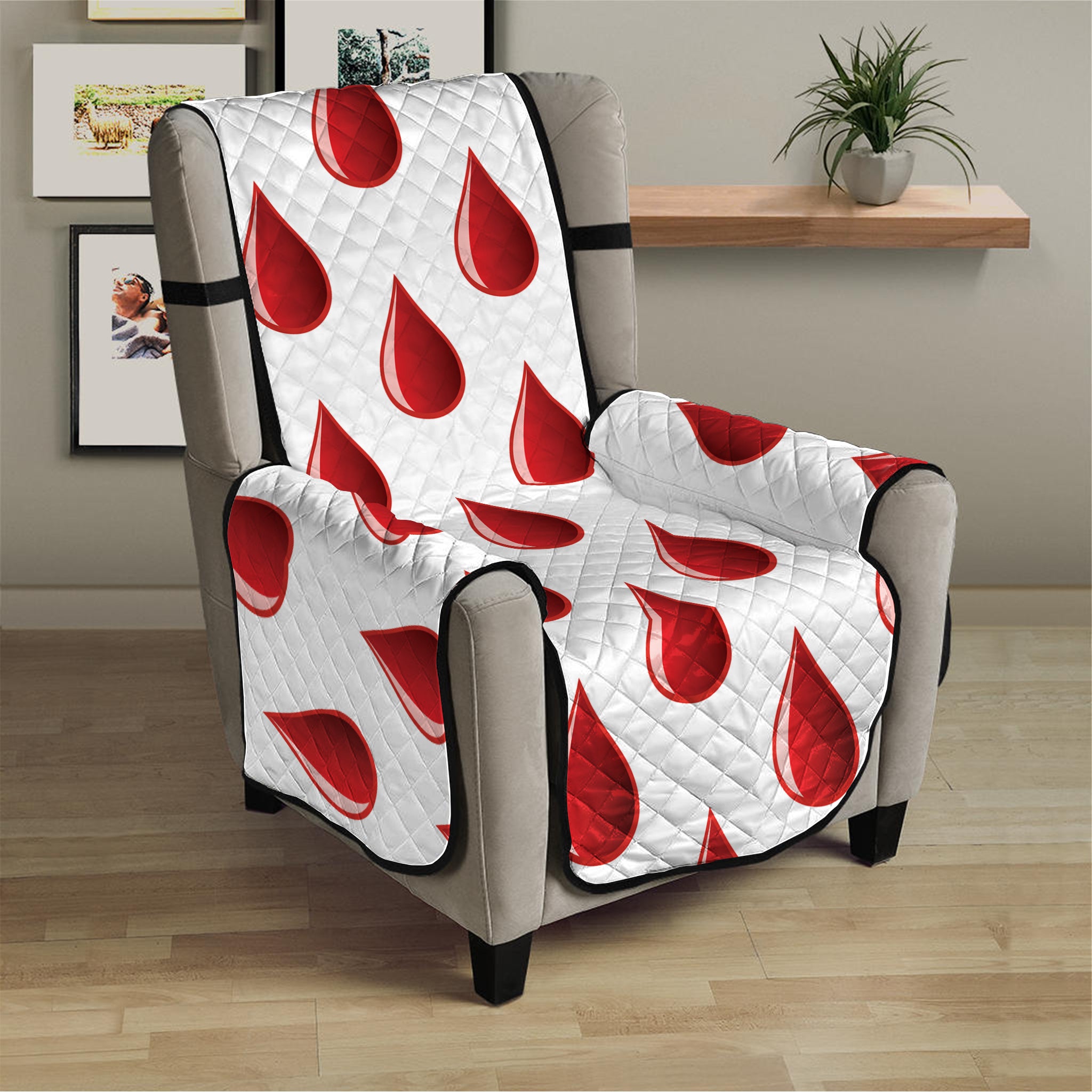 Red Blood Drop Pattern Print Armchair Protector