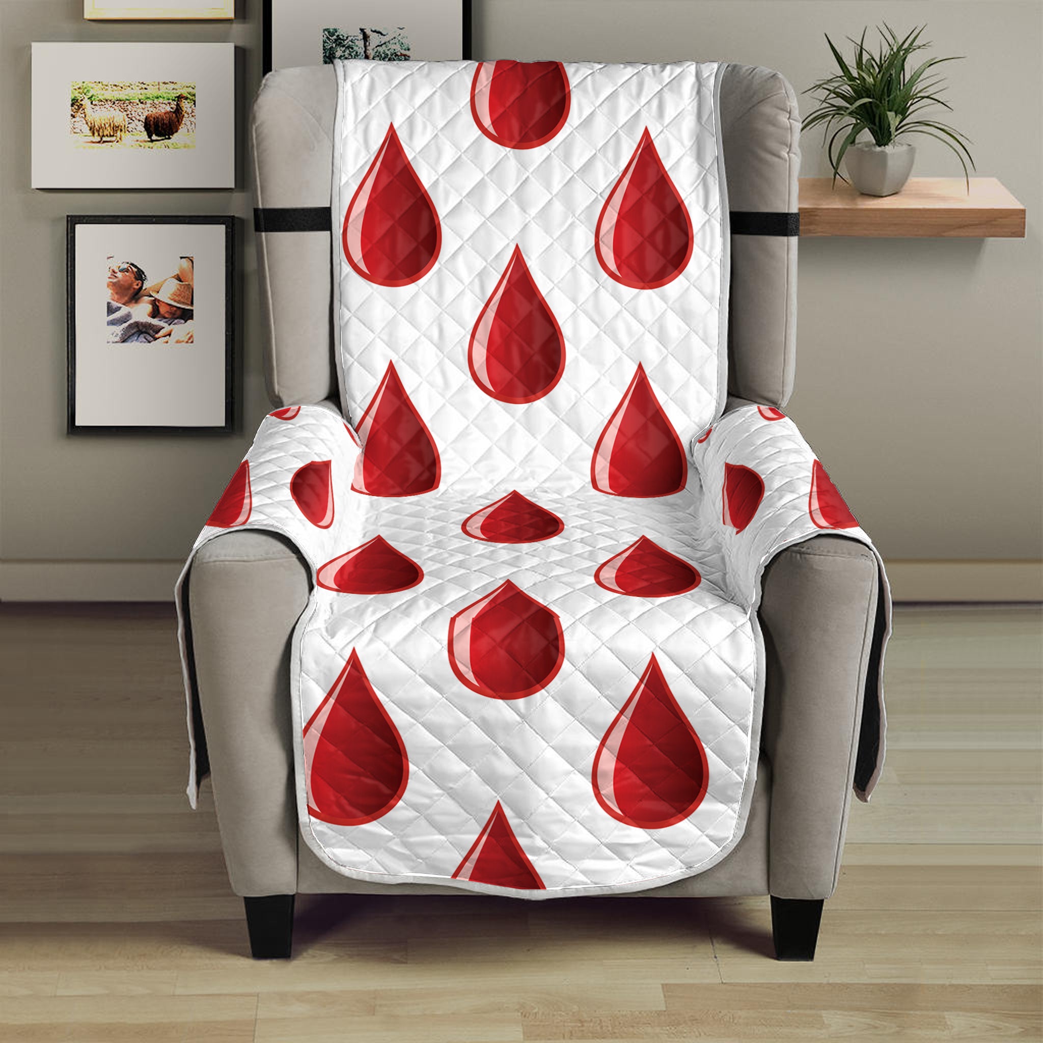 Red Blood Drop Pattern Print Armchair Protector