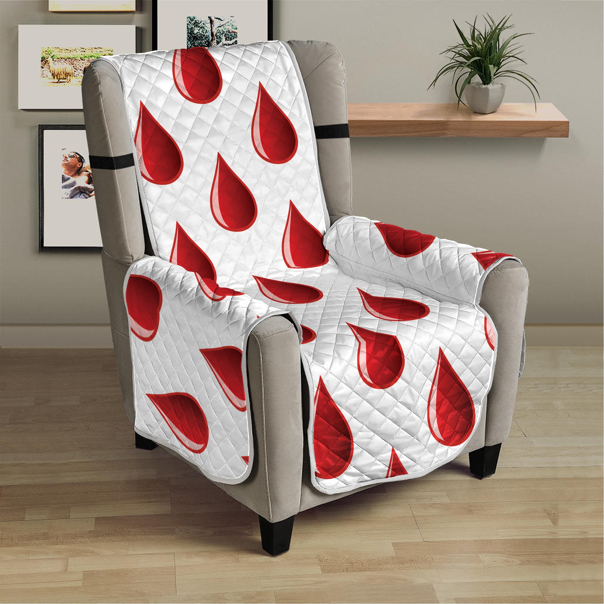 Red Blood Drop Pattern Print Armchair Protector