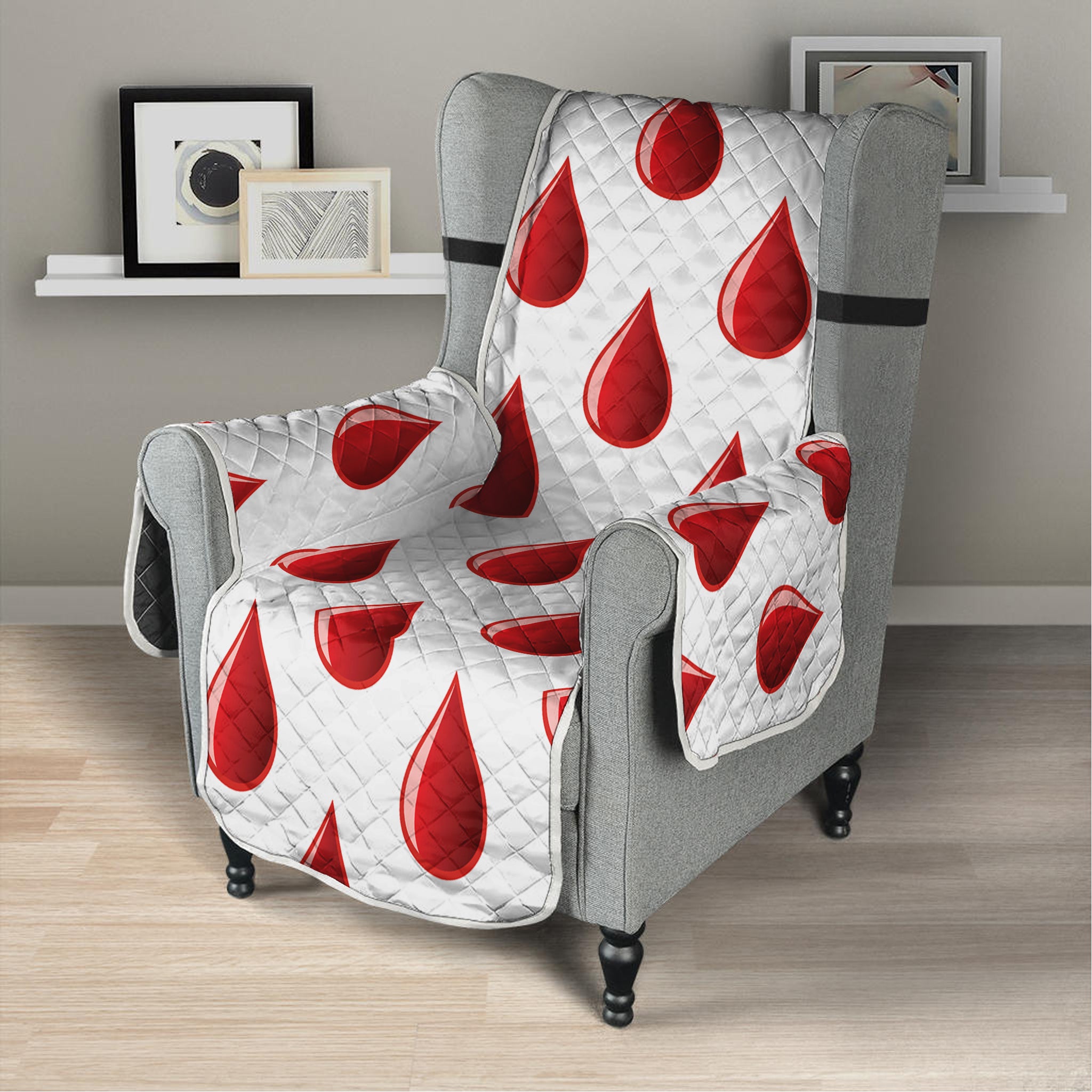 Red Blood Drop Pattern Print Armchair Protector