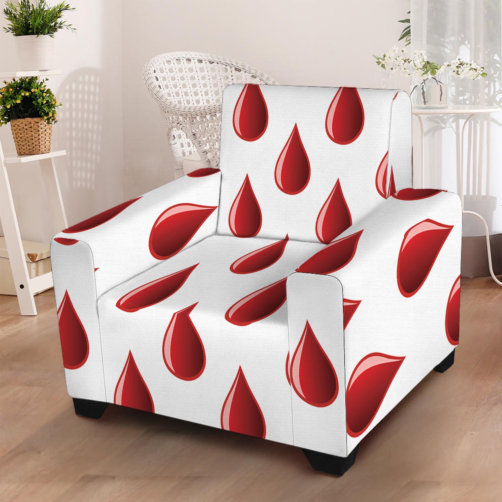 Red Blood Drop Pattern Print Armchair Slipcover