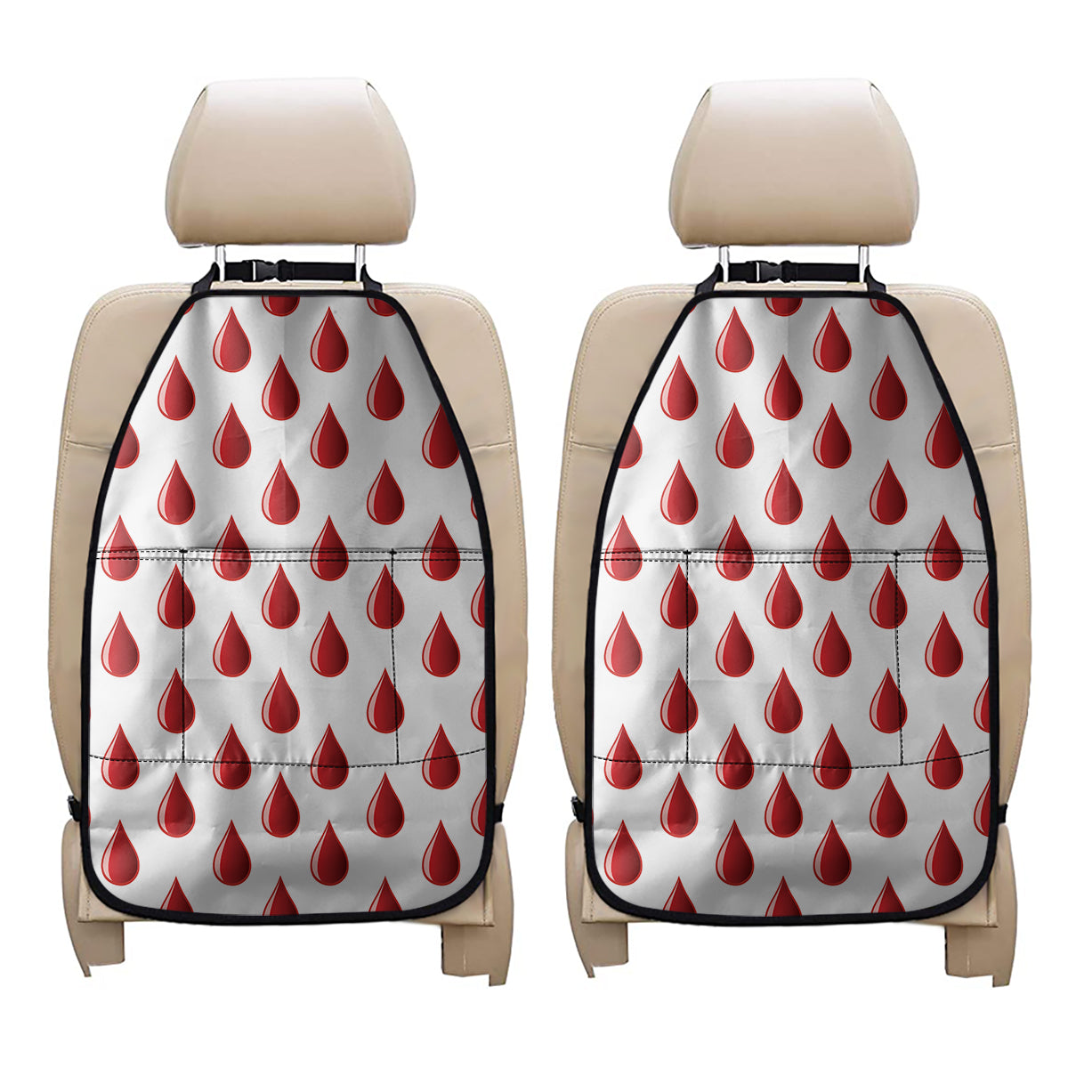 Red Blood Drop Pattern Print Car Seat Organizers