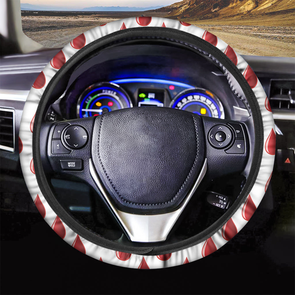 Red Blood Drop Pattern Print Car Steering Wheel Cover