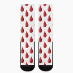 Red Blood Drop Pattern Print Crew Socks