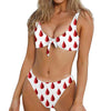 Red Blood Drop Pattern Print Front Bow Tie Bikini