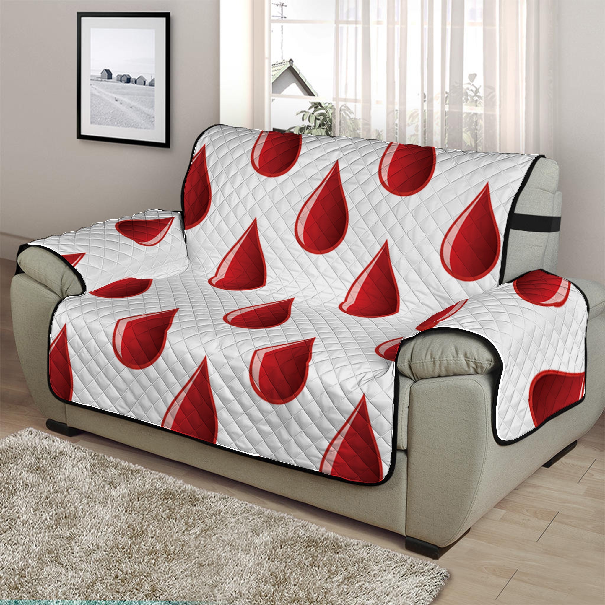 Red Blood Drop Pattern Print Half Sofa Protector