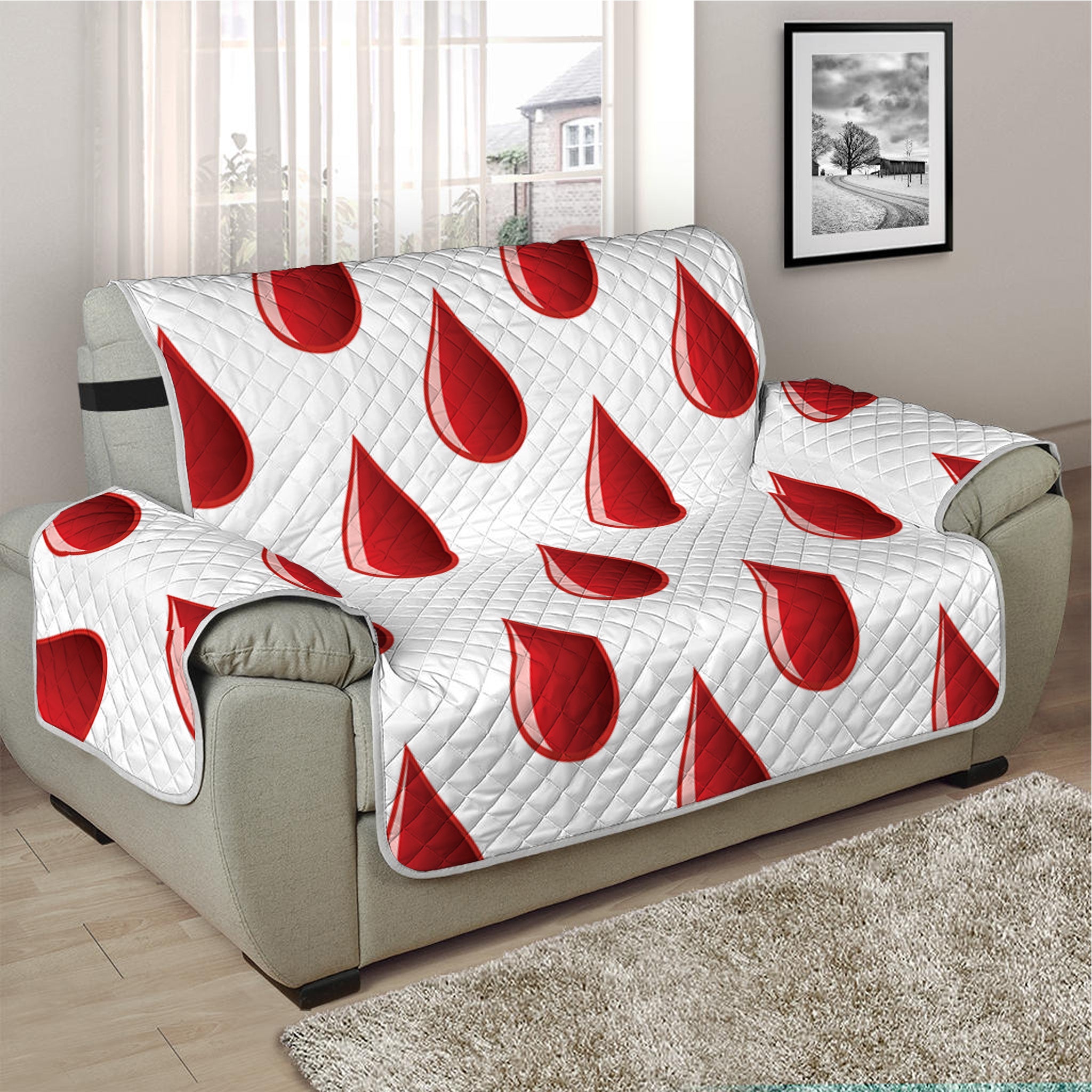 Red Blood Drop Pattern Print Half Sofa Protector