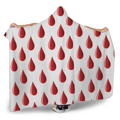 Red Blood Drop Pattern Print Hooded Blanket