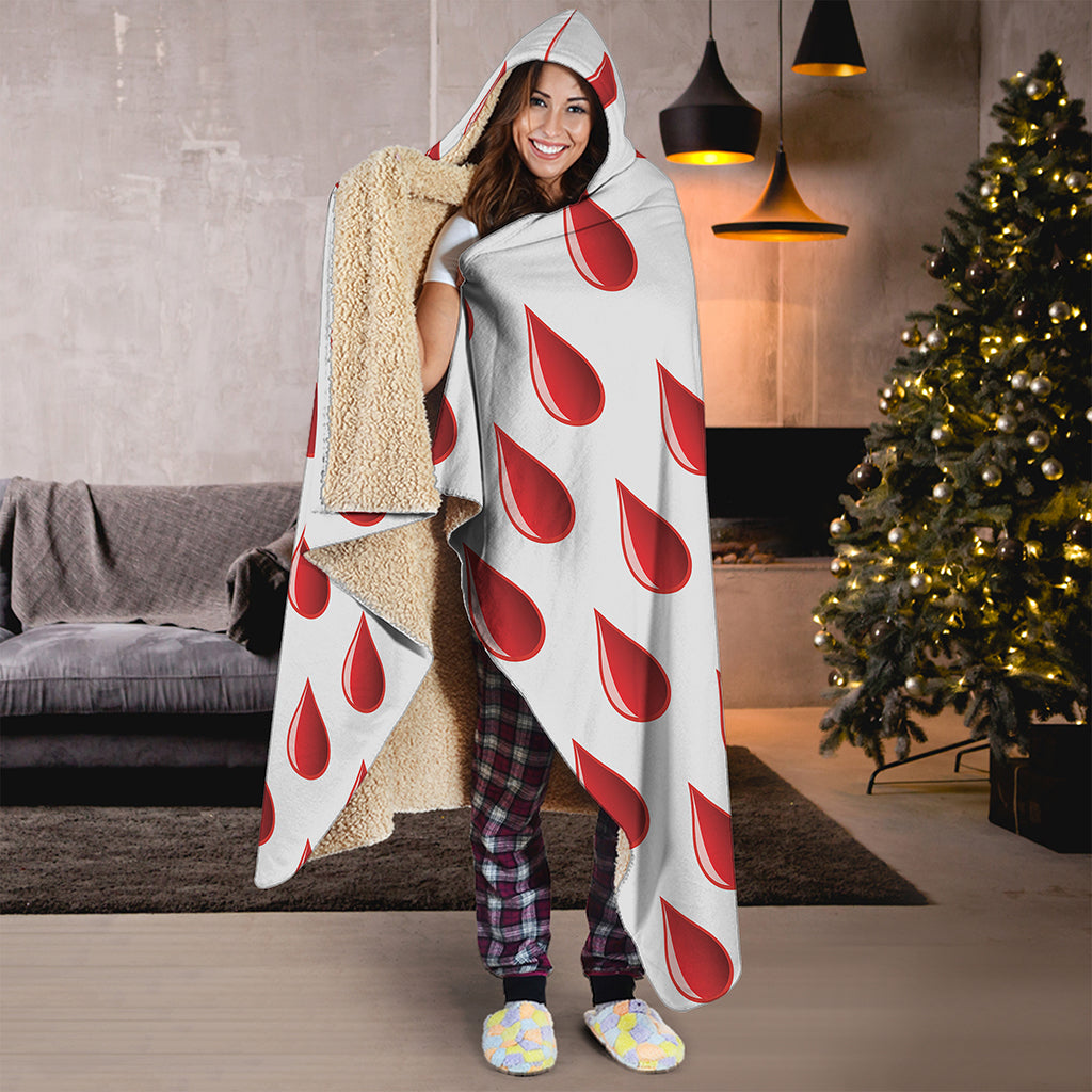 Red Blood Drop Pattern Print Hooded Blanket
