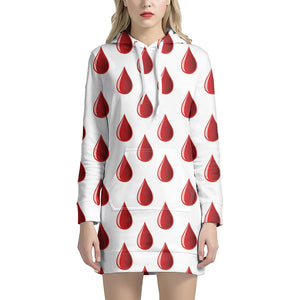 Red Blood Drop Pattern Print Hoodie Dress