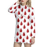 Red Blood Drop Pattern Print Hoodie Dress