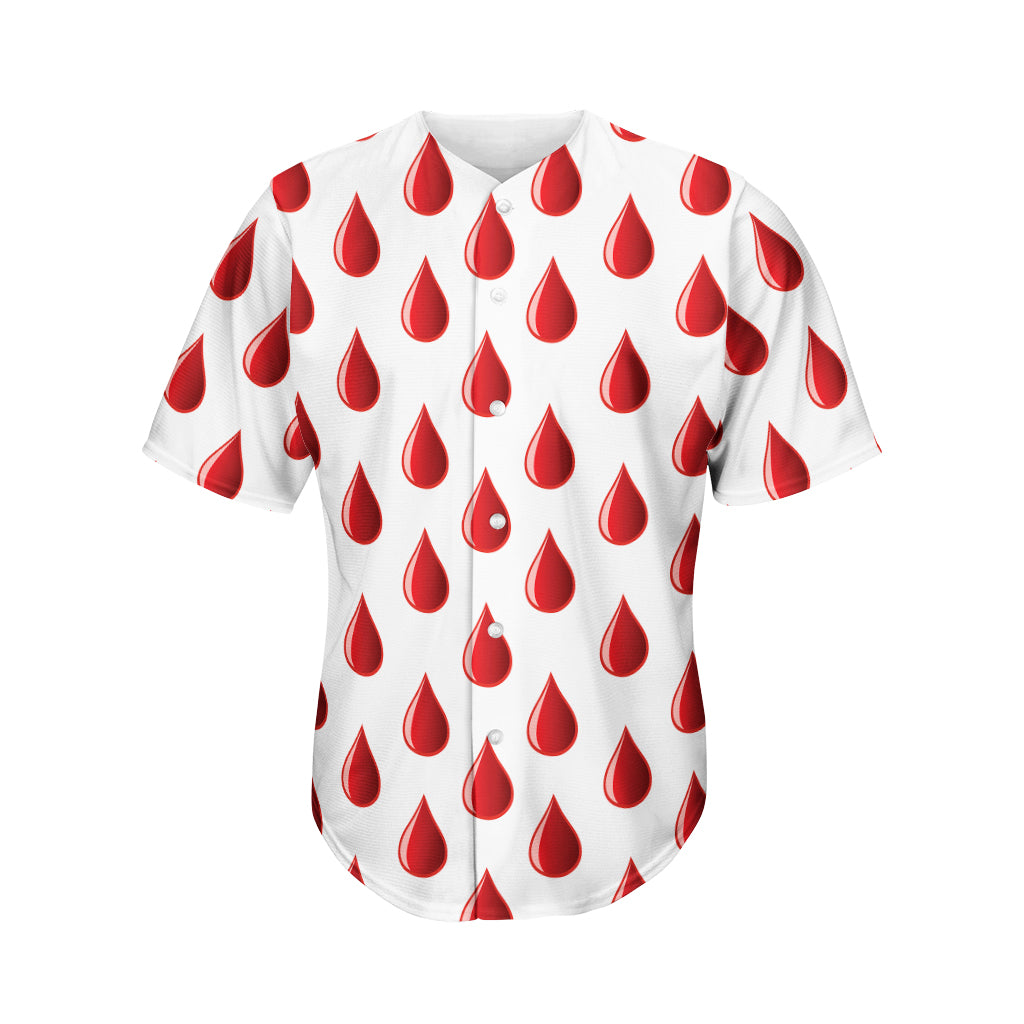 Red Blood Drop Pattern Print Men's Baseball Jersey