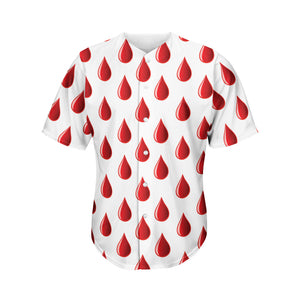 Red Blood Drop Pattern Print Men's Baseball Jersey