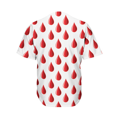 Red Blood Drop Pattern Print Men's Baseball Jersey