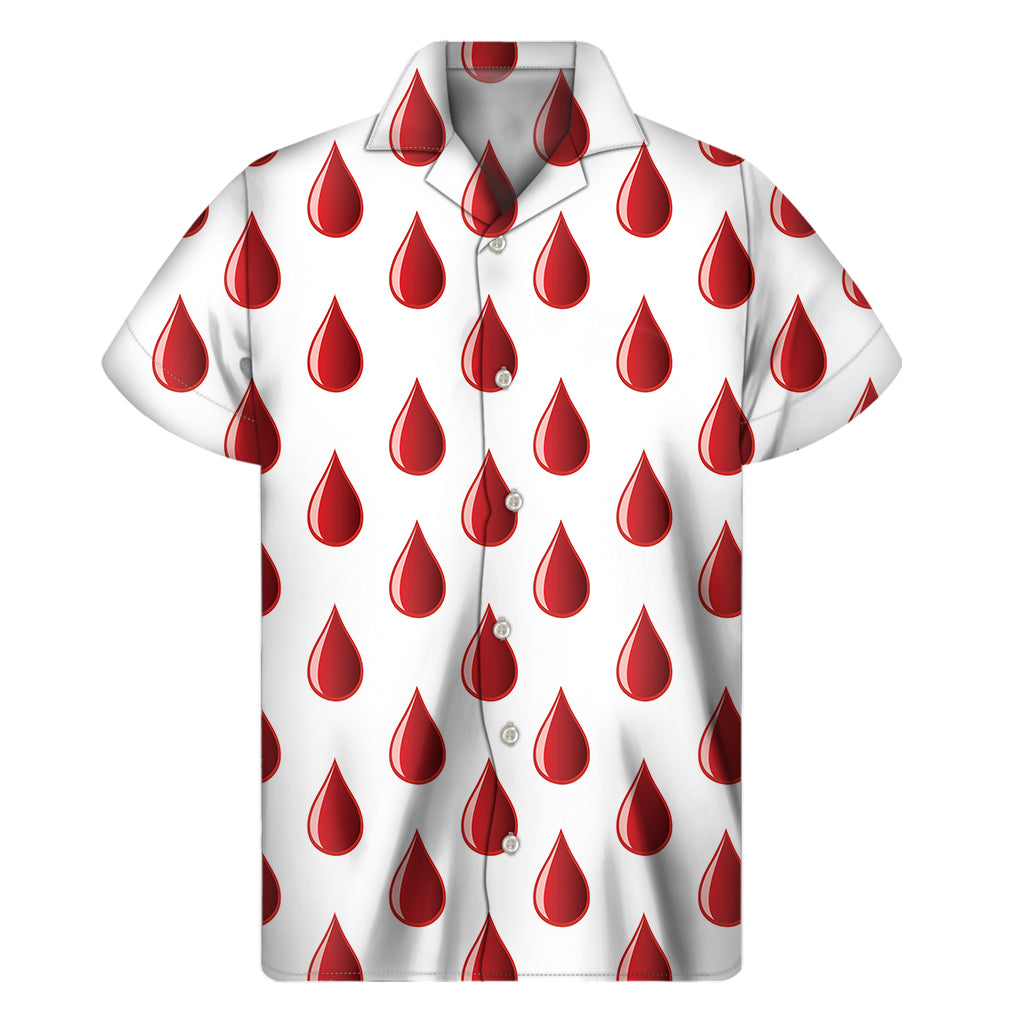 Red Blood Drop Pattern Print Men's Short Sleeve Shirt