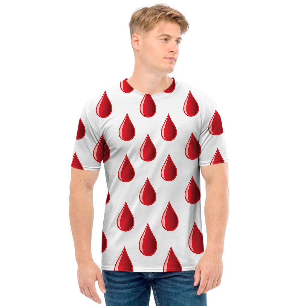 Red Blood Drop Pattern Print Men's T-Shirt