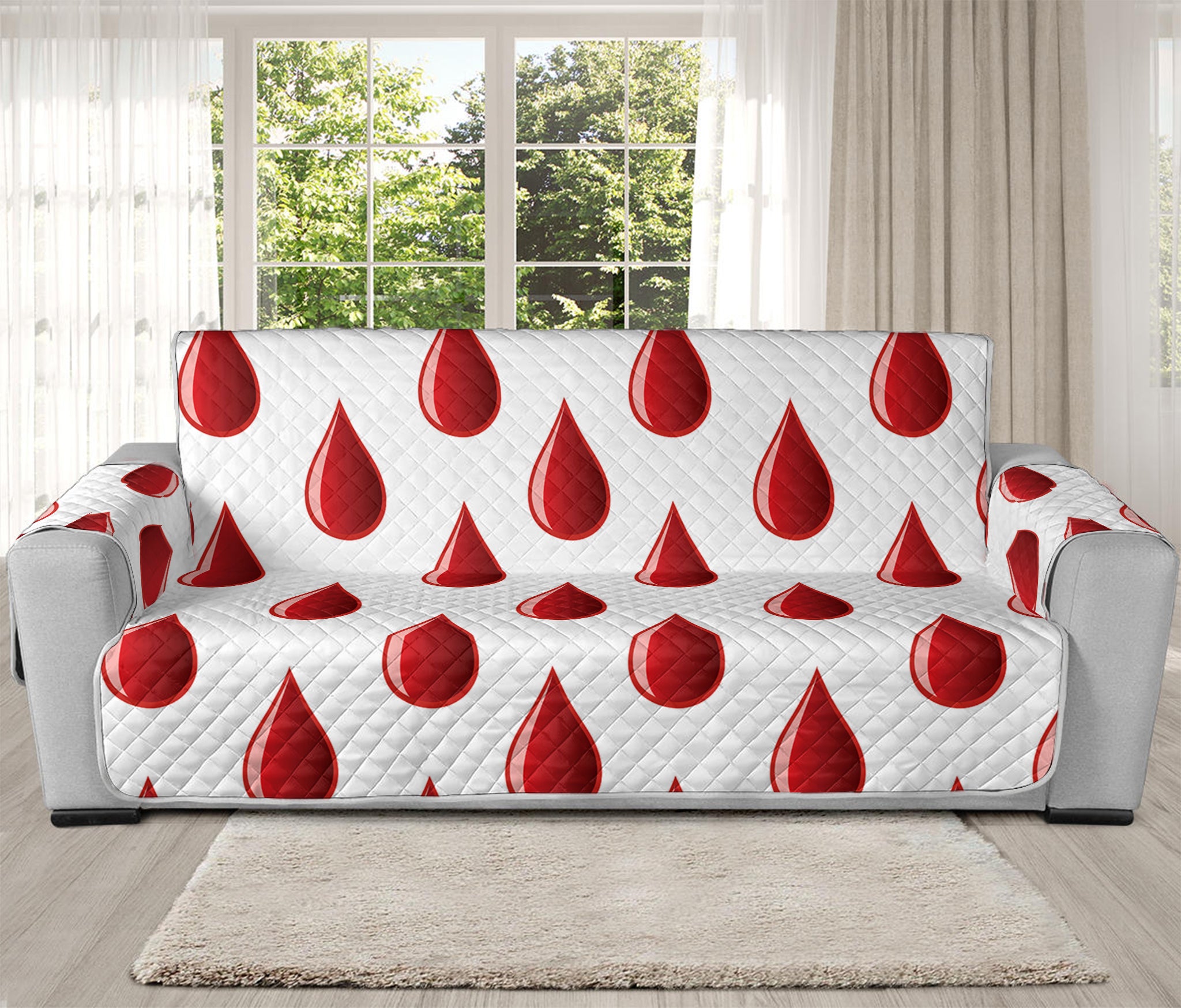 Red Blood Drop Pattern Print Oversized Sofa Protector