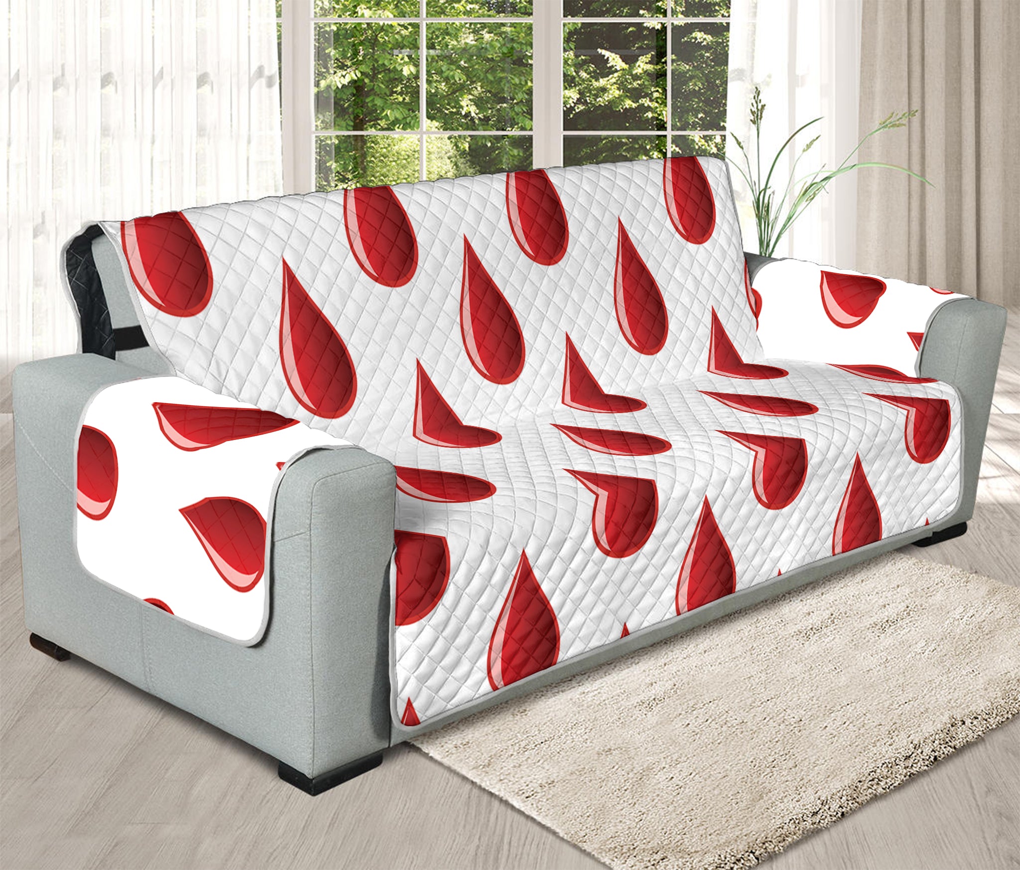 Red Blood Drop Pattern Print Oversized Sofa Protector