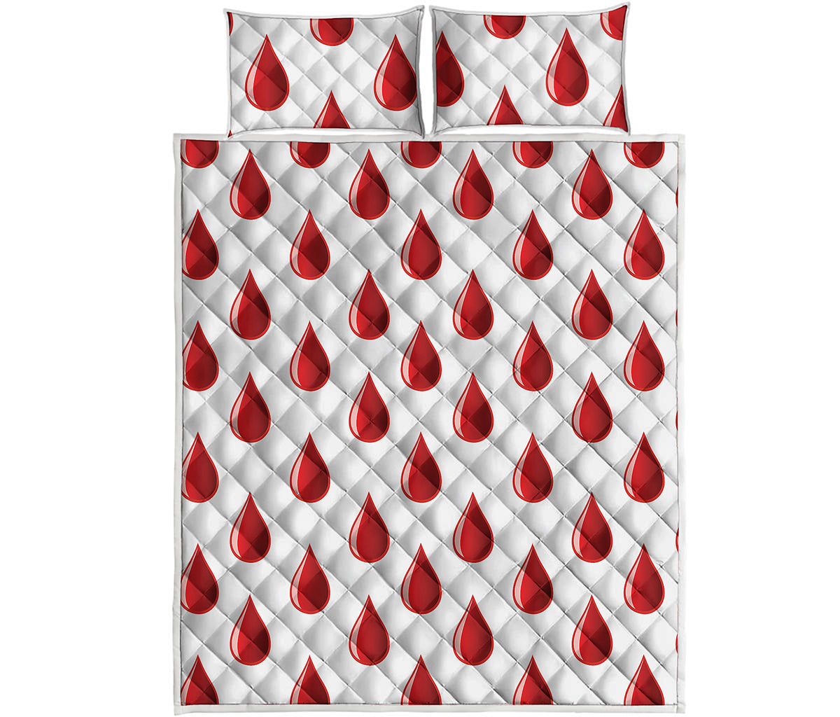 Red Blood Drop Pattern Print Quilt Bed Set