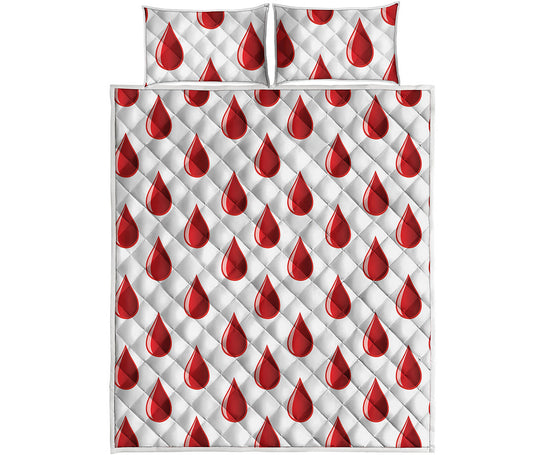 Red Blood Drop Pattern Print Quilt Bed Set