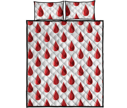 Red Blood Drop Pattern Print Quilt Bed Set