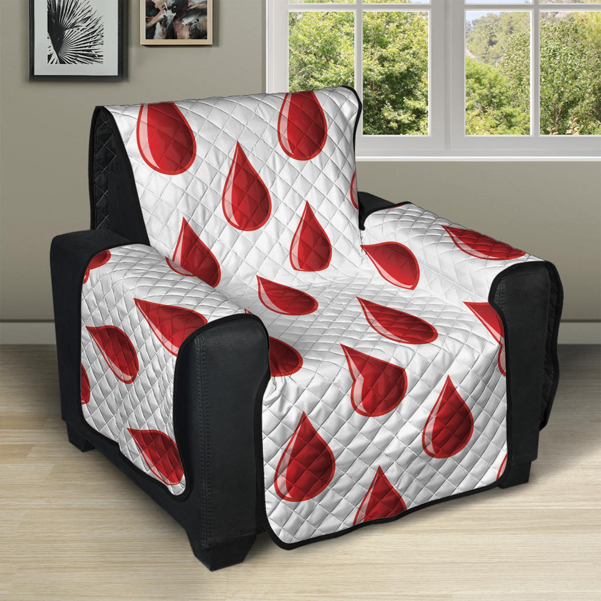 Red Blood Drop Pattern Print Recliner Protector