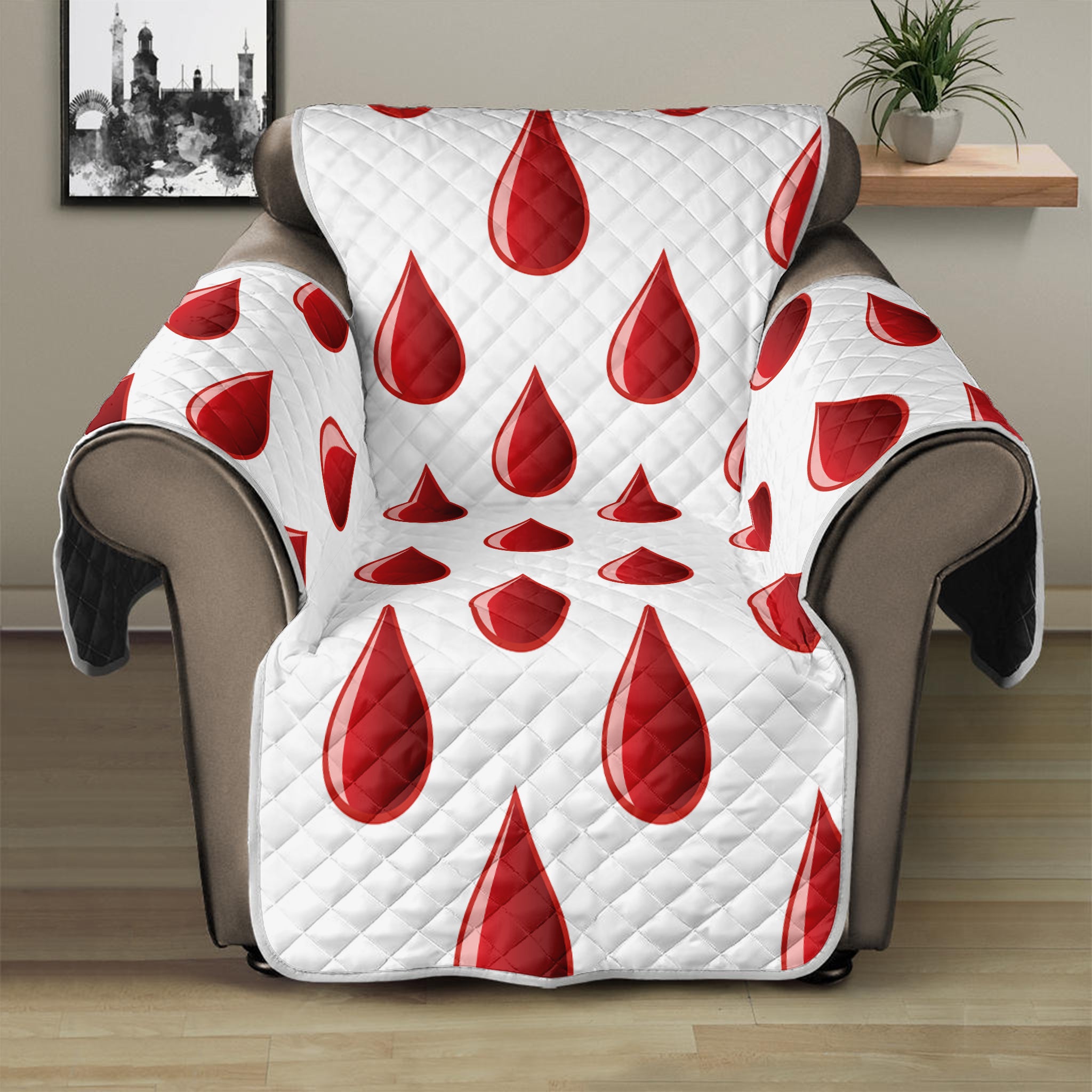 Red Blood Drop Pattern Print Recliner Protector