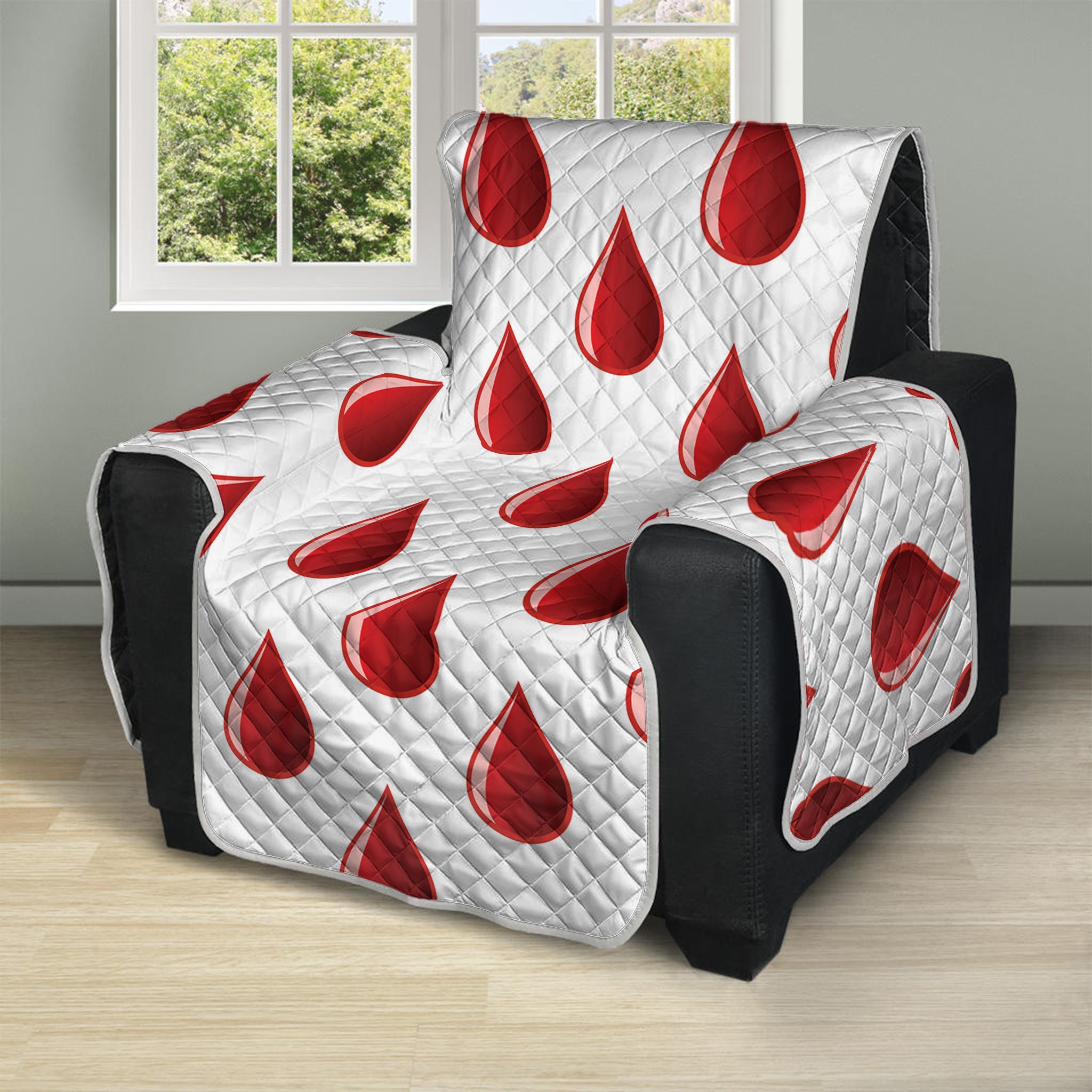 Red Blood Drop Pattern Print Recliner Protector