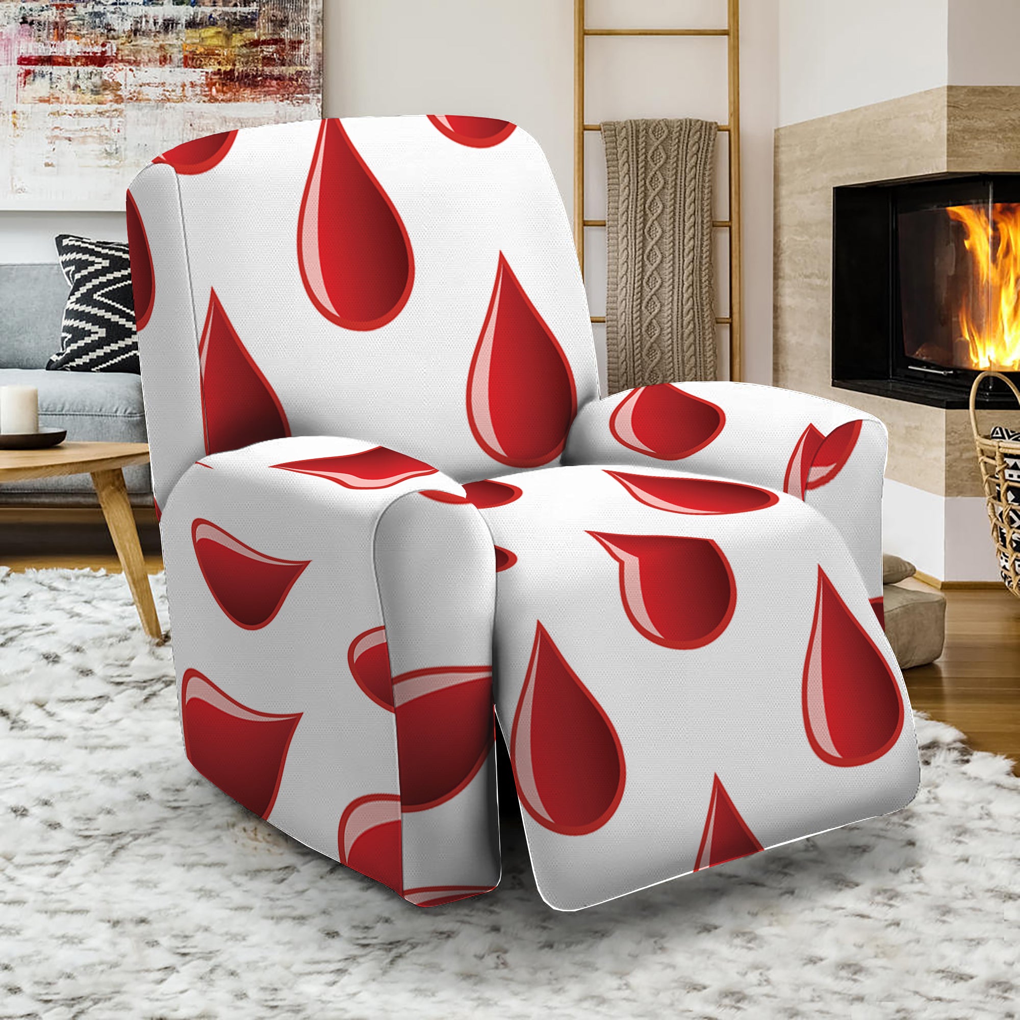 Red Blood Drop Pattern Print Recliner Slipcover