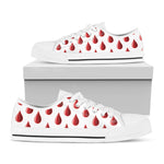 Red Blood Drop Pattern Print White Low Top Shoes