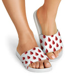 Red Blood Drop Pattern Print White Slide Sandals