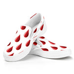 Red Blood Drop Pattern Print White Slip On Shoes