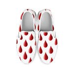 Red Blood Drop Pattern Print White Slip On Shoes