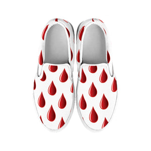 Red Blood Drop Pattern Print White Slip On Shoes