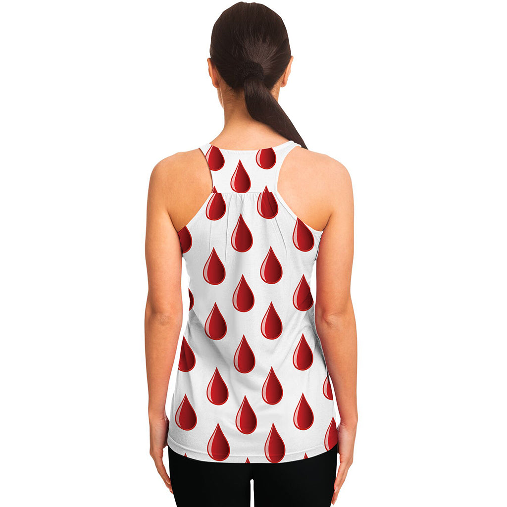 Red Blood Drop Pattern Print Women's Racerback Tank Top