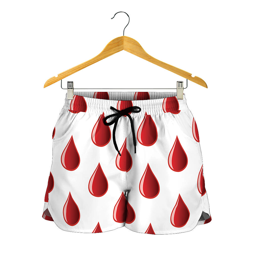 Red Blood Drop Pattern Print Women's Shorts