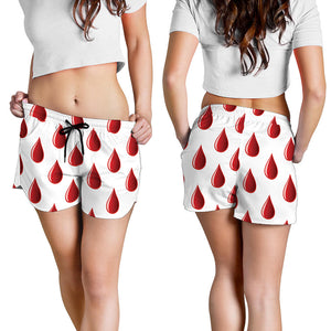 Red Blood Drop Pattern Print Women's Shorts