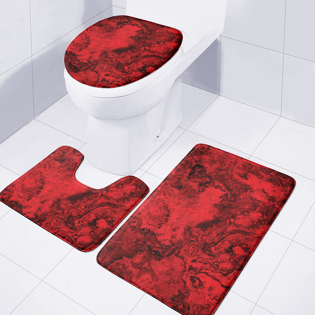 Red Blood Print 3 Piece Bath Mat Set