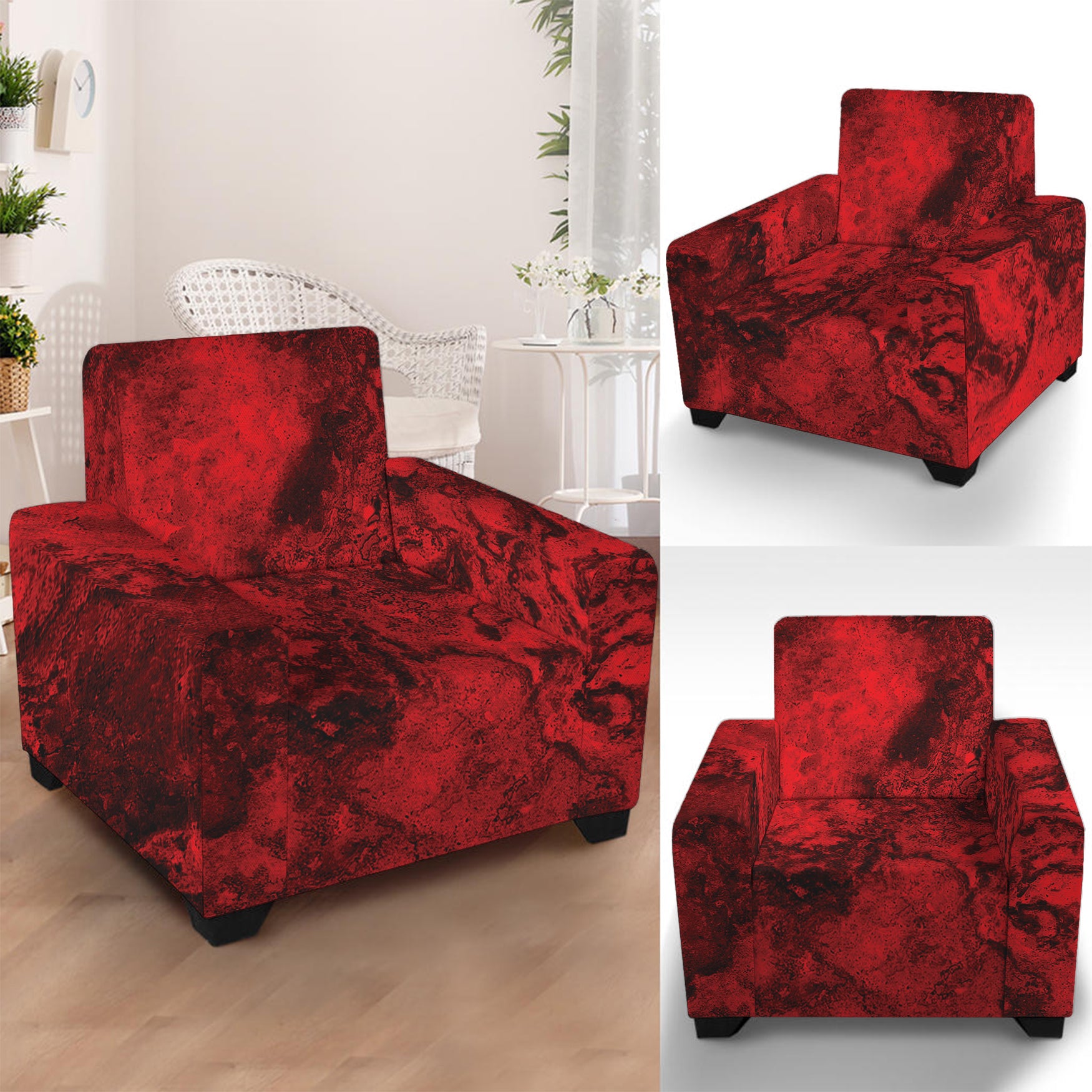 Red Blood Print Armchair Slipcover