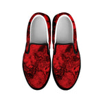 Red Blood Print Black Slip On Shoes