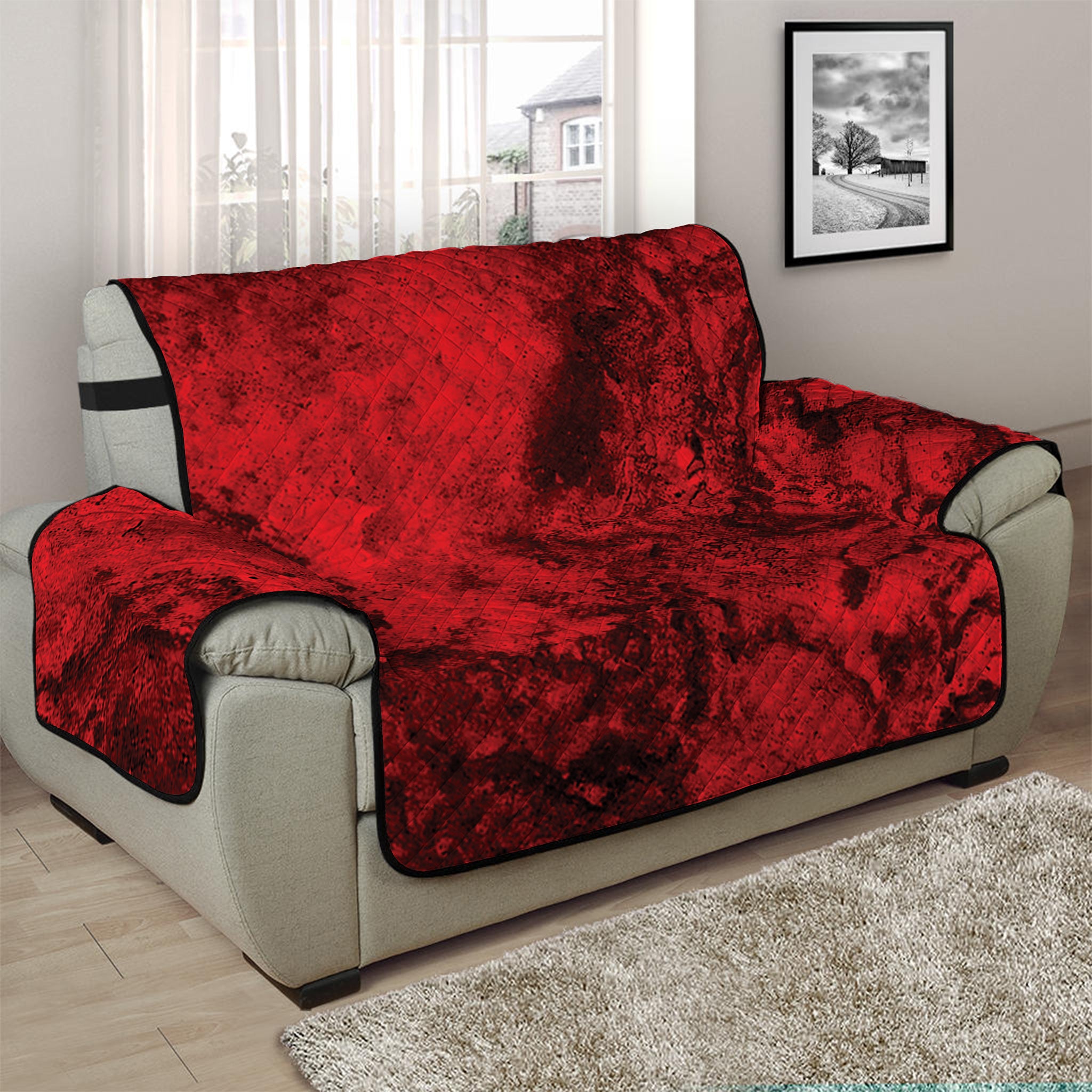 Red Blood Print Half Sofa Protector