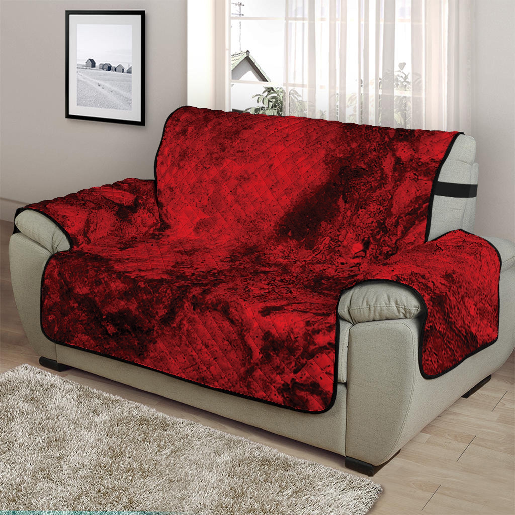 Red Blood Print Half Sofa Protector