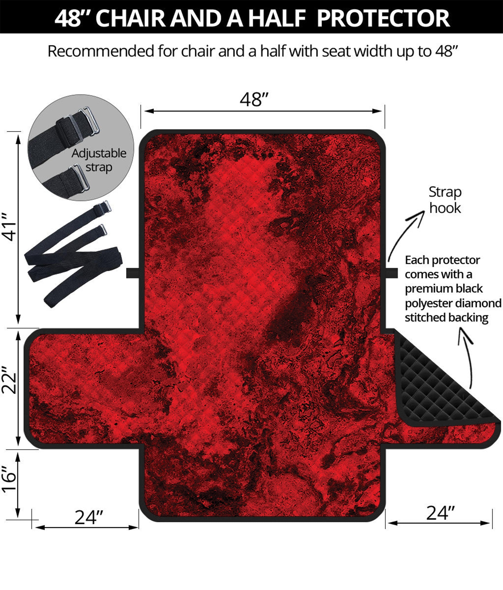 Red Blood Print Half Sofa Protector