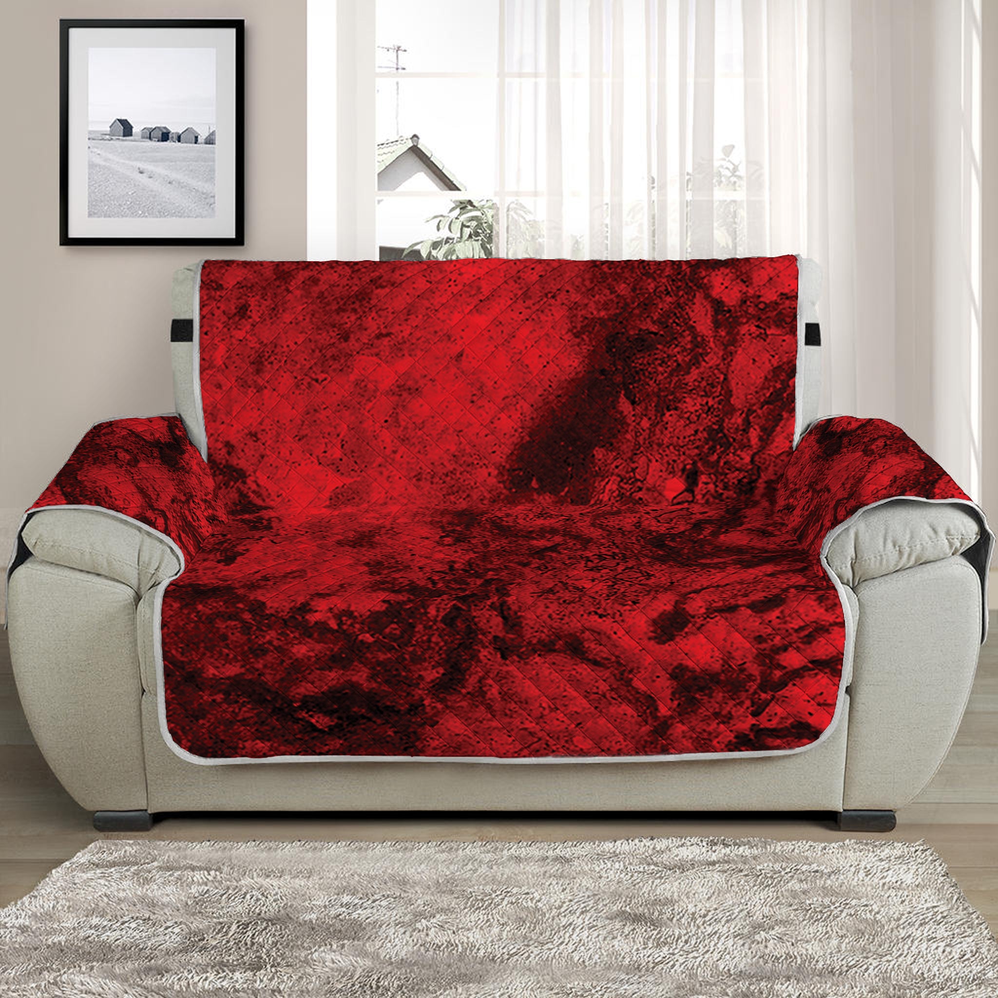 Red Blood Print Half Sofa Protector