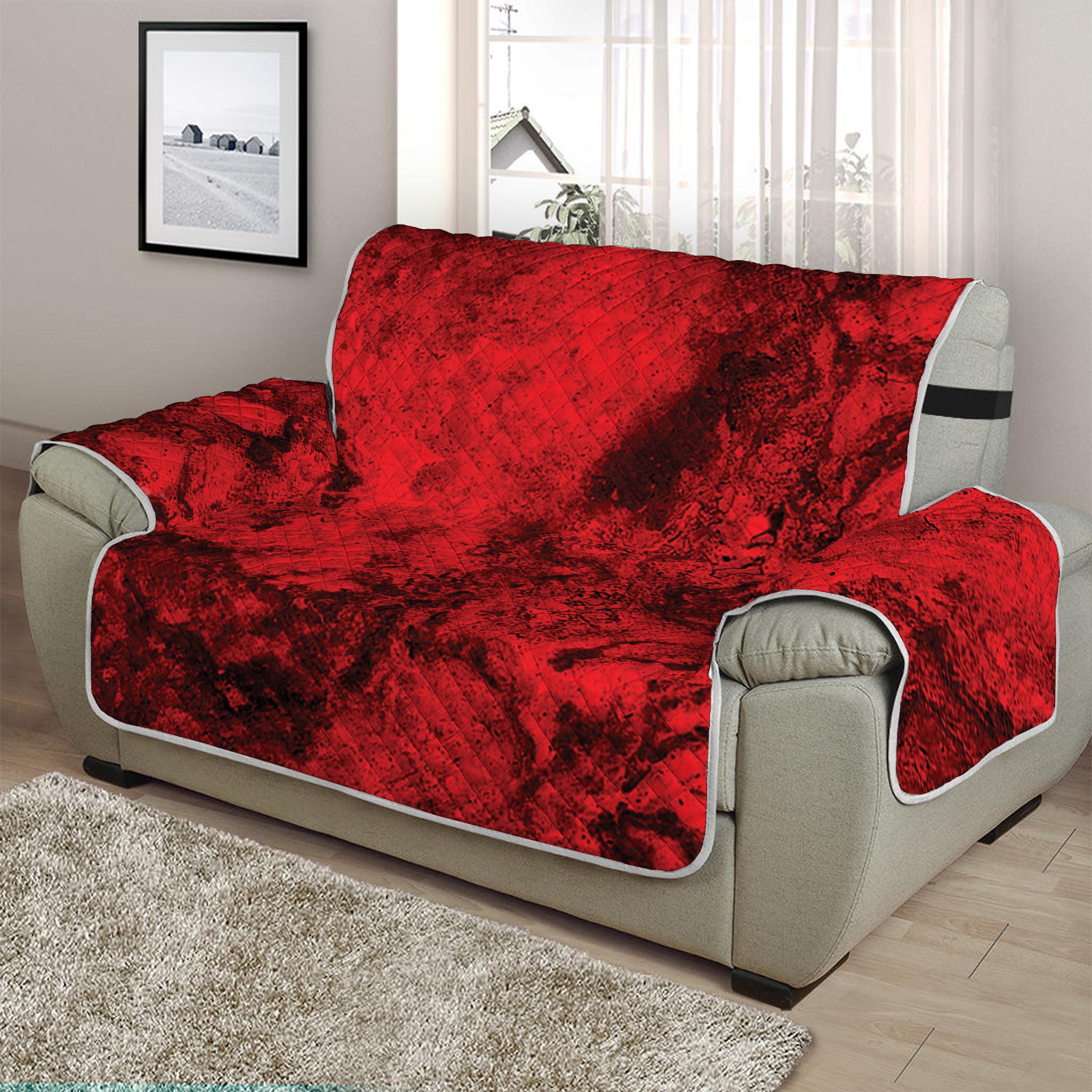 Red Blood Print Half Sofa Protector