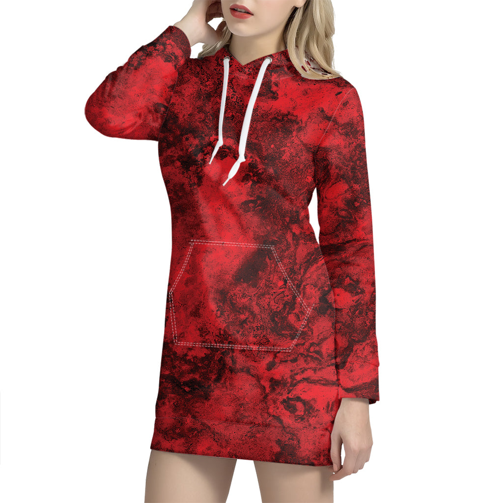 Red Blood Print Hoodie Dress