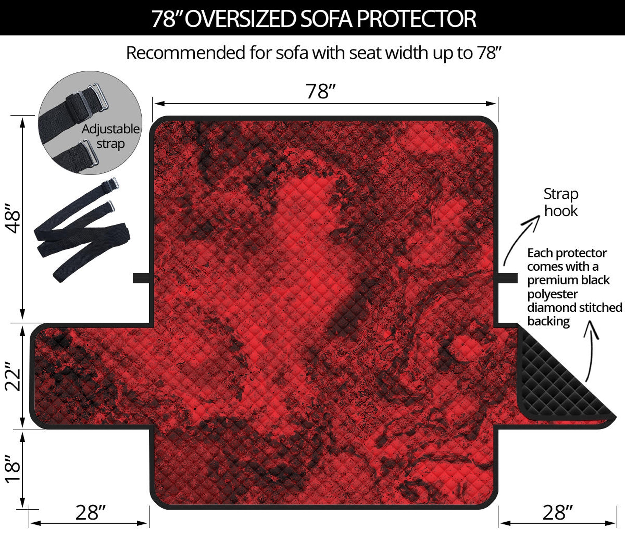 Red Blood Print Oversized Sofa Protector