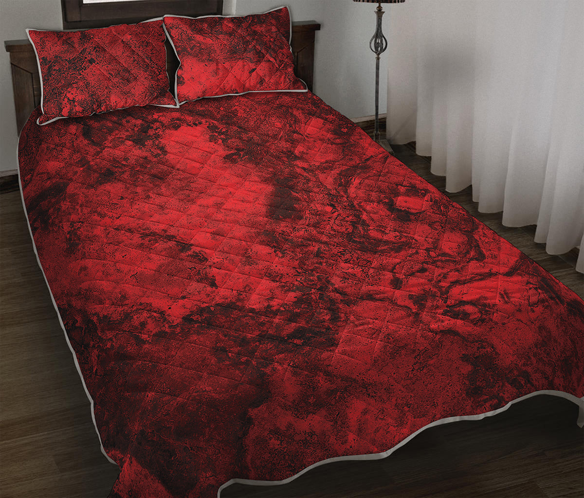 Red Blood Print Quilt Bed Set