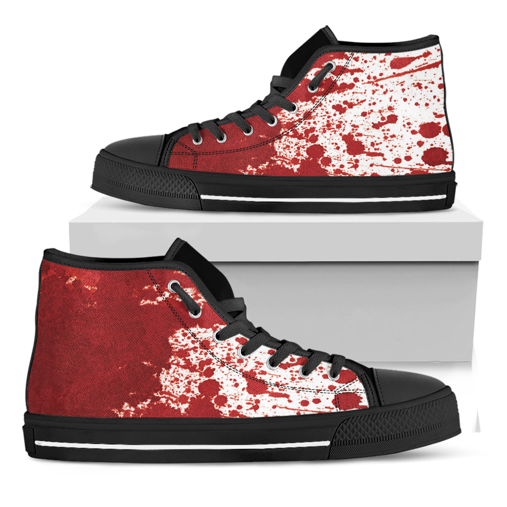 Red Blood Stains Print Black High Top Shoes