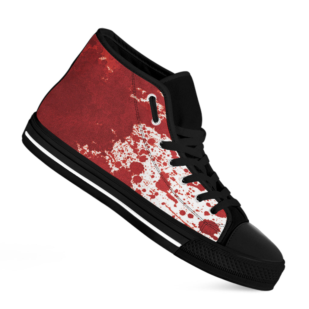 Red Blood Stains Print Black High Top Shoes